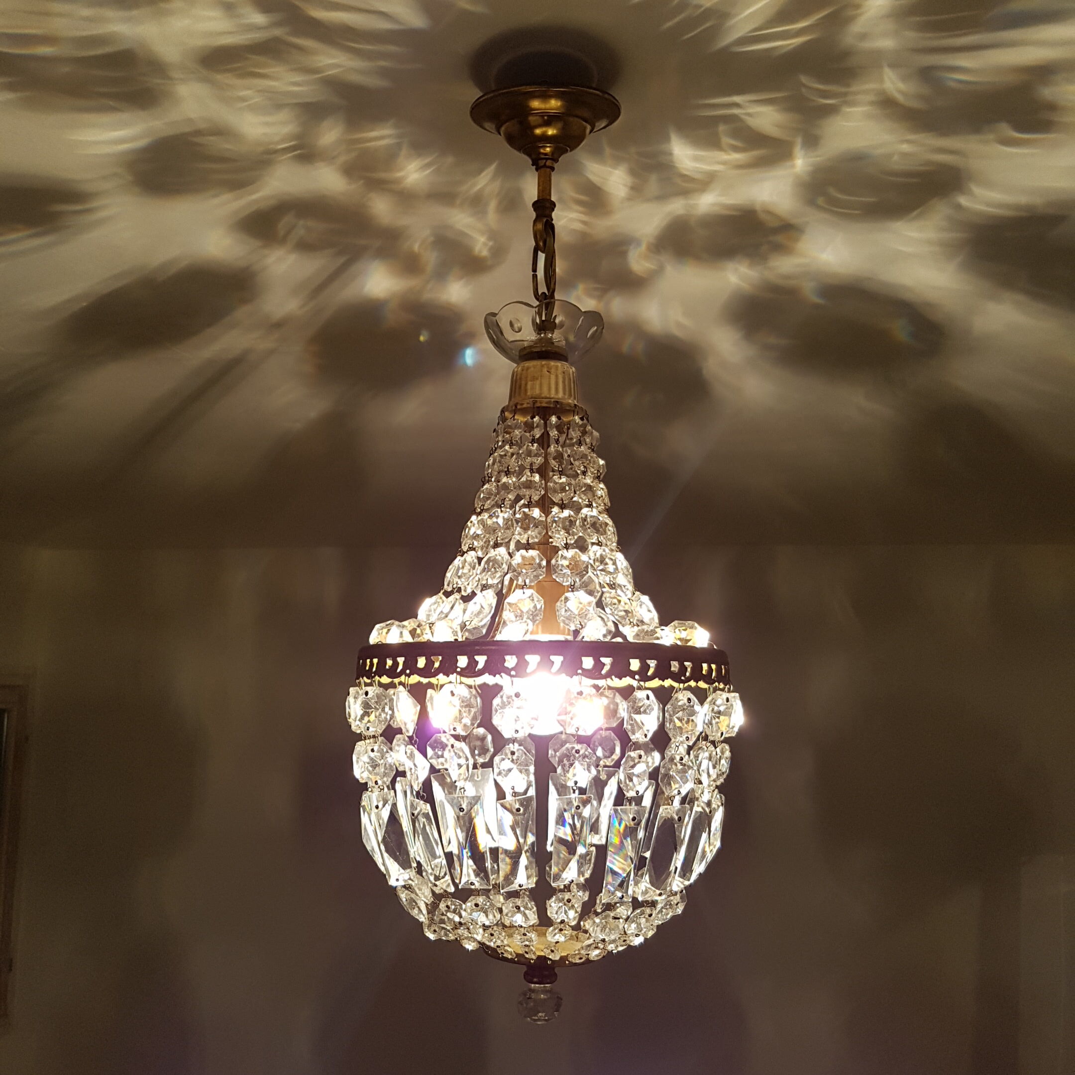 Trash in crystal chandelier