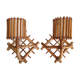 Duo d’appliques vintage en rotin