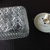 Structured /vintage square glass ceiling lamp 60s-70s