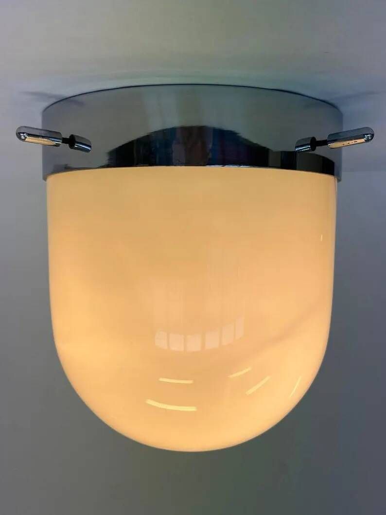Space age Midcentury Hotel Design Ceiling Lamp, Flushmount, 1970s-Czechoslovakia