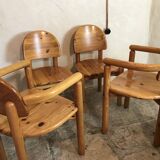 Set of 4 solid pine seats by Rainer Daumiller