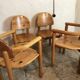 Set of 4 solid pine seats by Rainer Daumiller