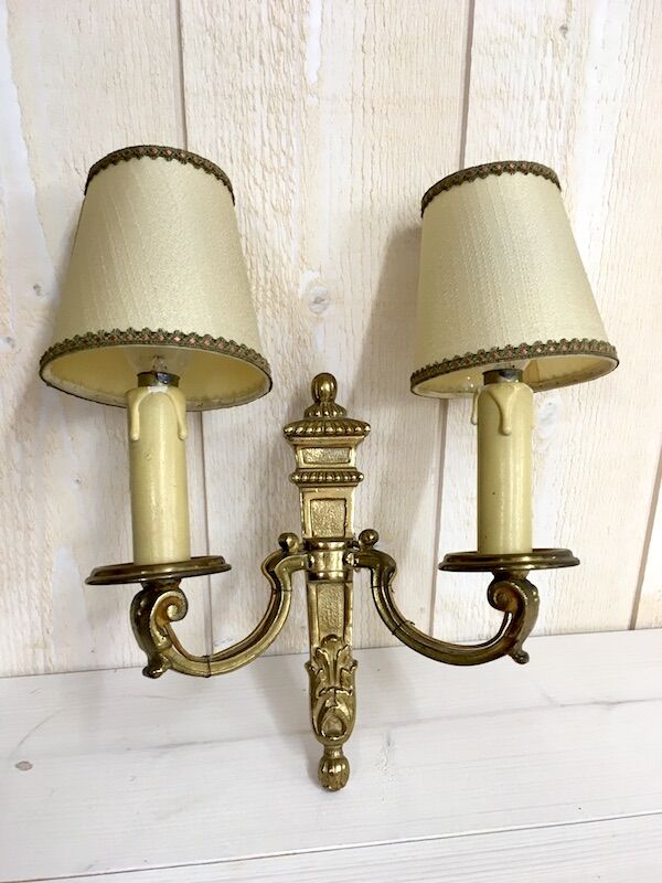 Pair of gold bronze wall light Louis XVI style