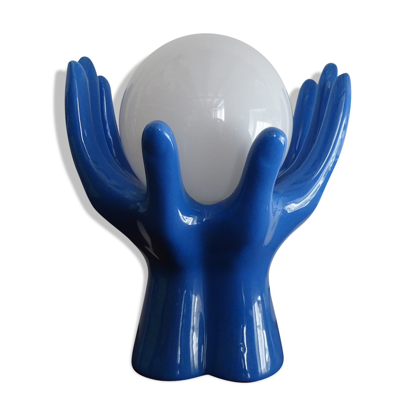 Lampe main céramique globe boule design vintage 1970