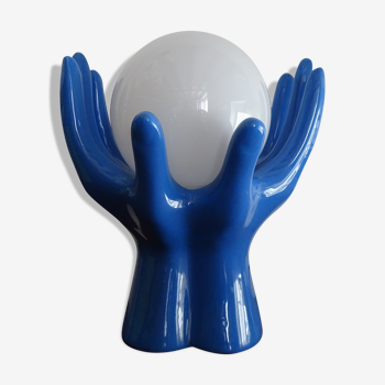 Lampe main céramique globe boule design vintage 1970