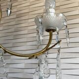 Vintage metal and crystal pendant chandelier, early 20th century.
