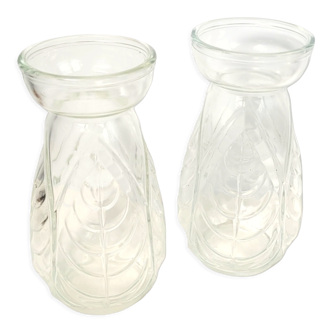 Paire vases vintages bulbes jacinthe