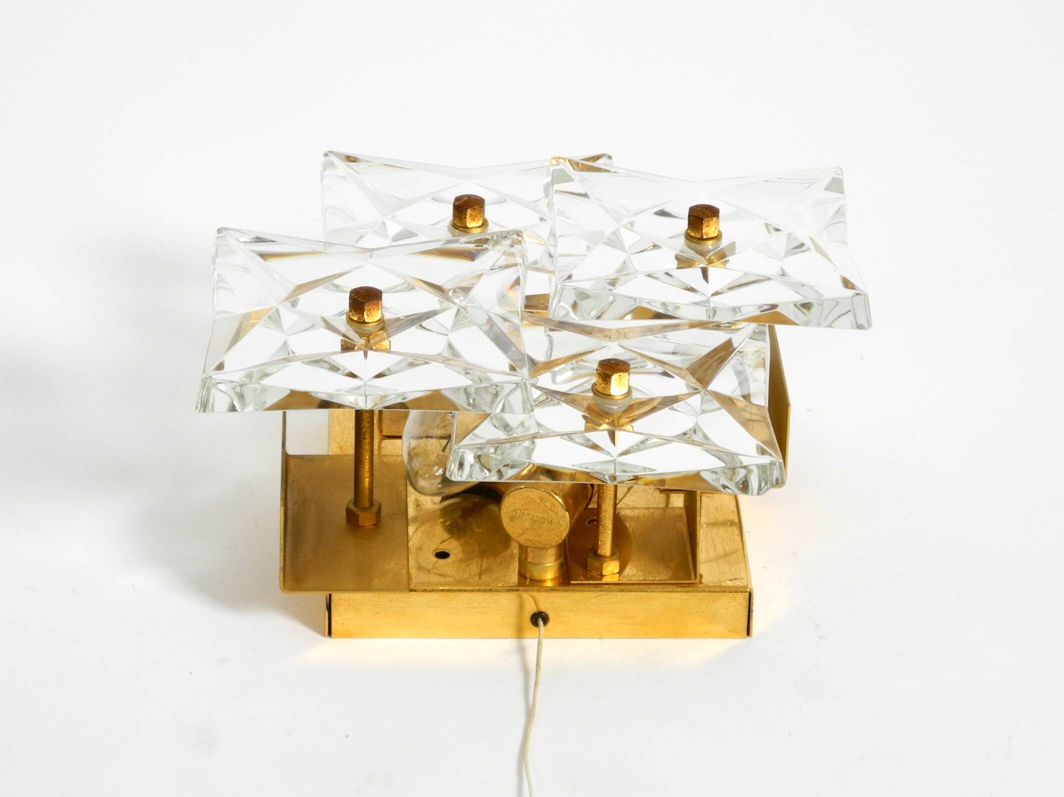 1960s Kinkeldey crystal glass and brass wall lamp in mint condition