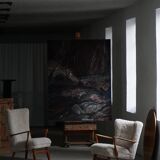 Viggo Boesen, Lounge Chair in Oak and Sheepskin Shearling, Modern Danish, 1950s