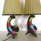 Pair of ceramic tripod lamps from the 50s