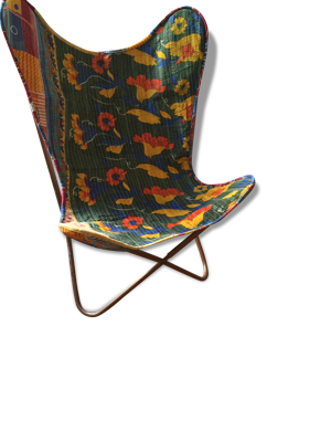 Chaise papillon coton et métal