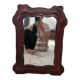 Miroir organique vintage en cuir