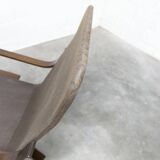 Fauteuil scandinave 1970 bois laminé courbé assise Cuir