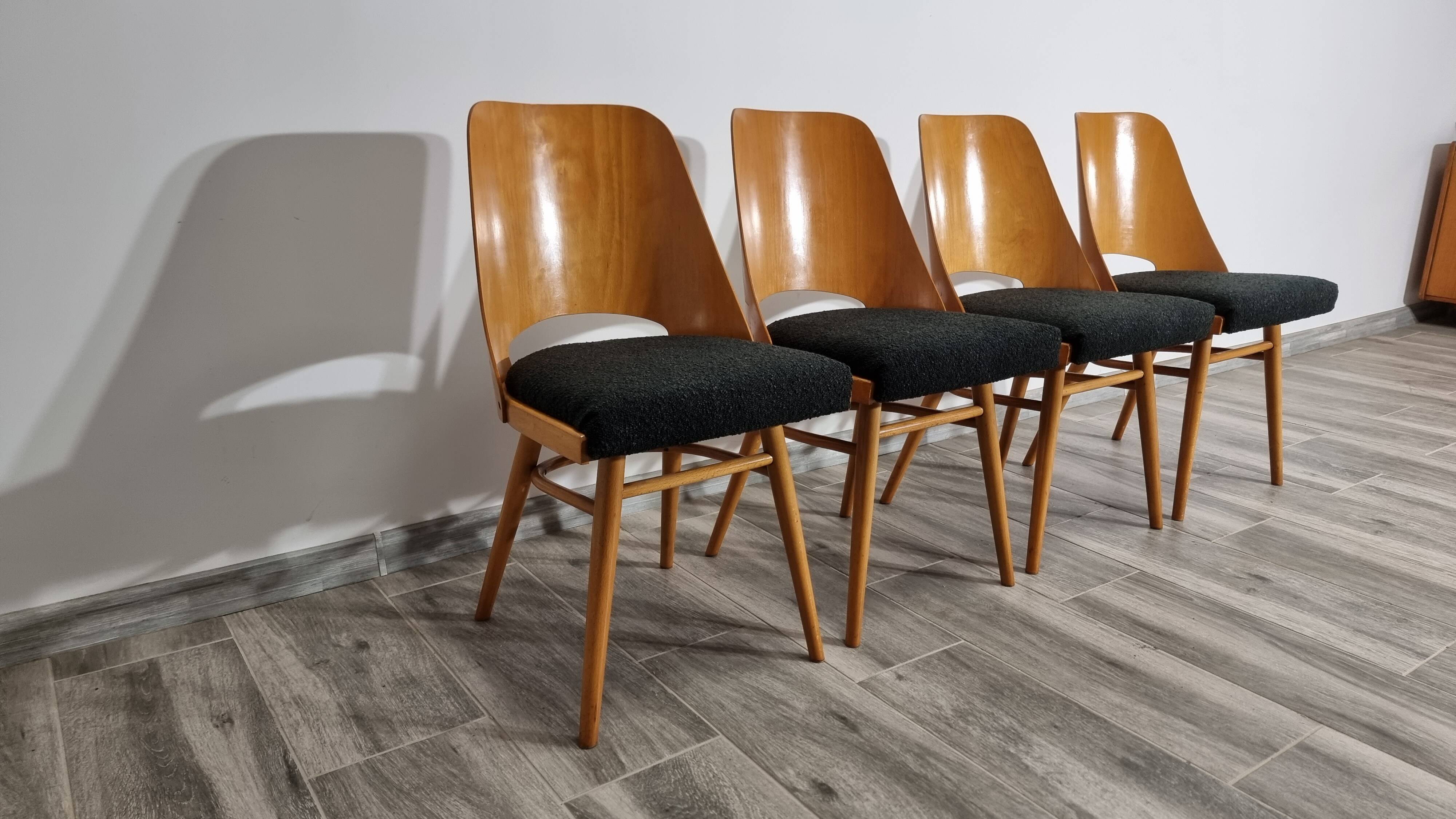 Dining Chairs by Radomir Hoffman for Ton, 1950s, Set of 4