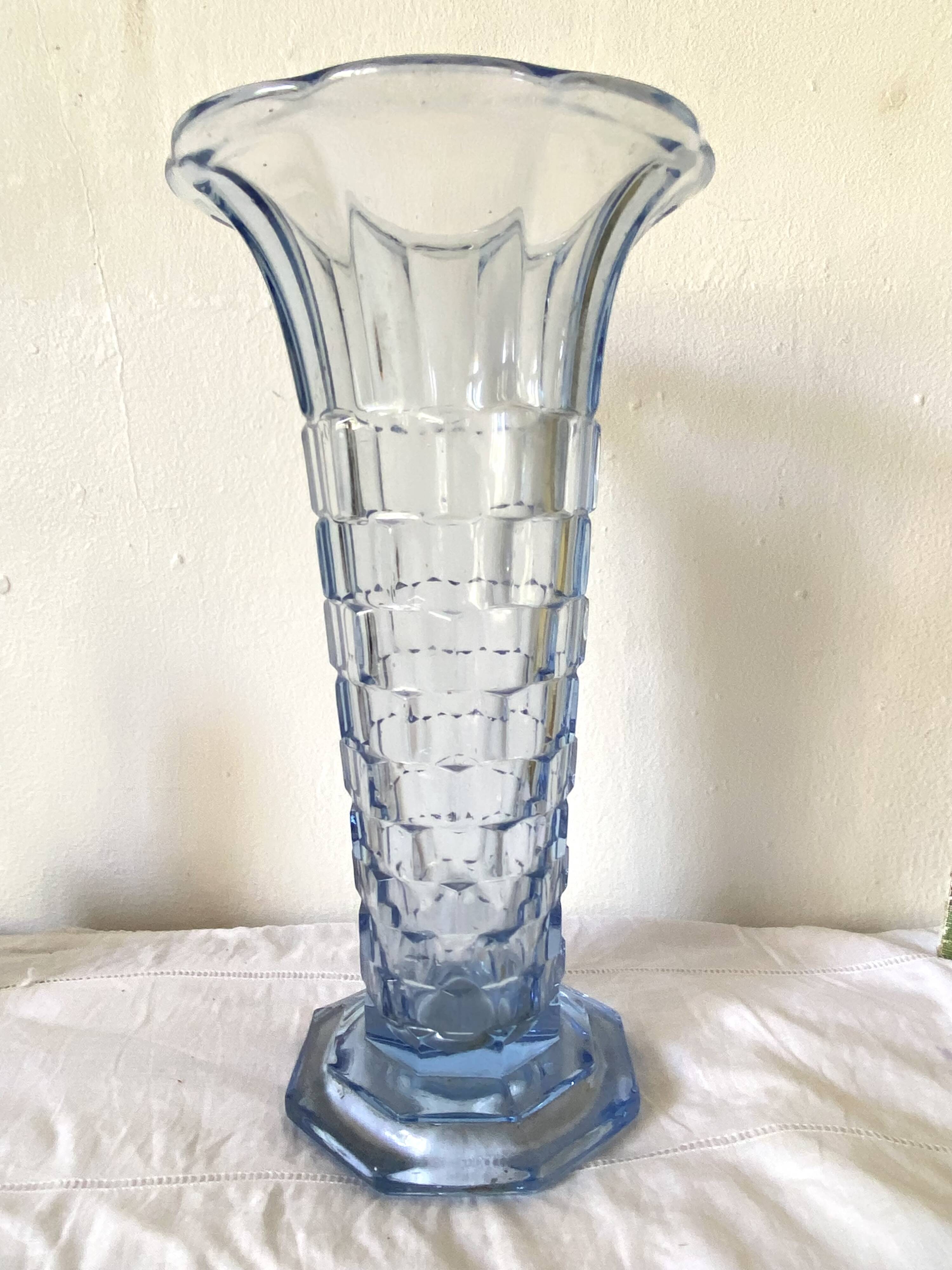 Art Deco blue glass vase