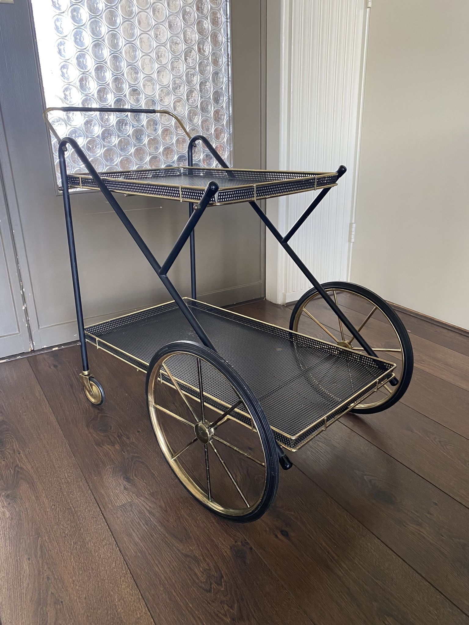 Vintage Italian brass and metal bar cart, 1950s
