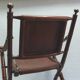 Chaise de campagne, chaise d'officier en teck et bambou, avec assise en cuir cousu et détails en laiton - années 1960