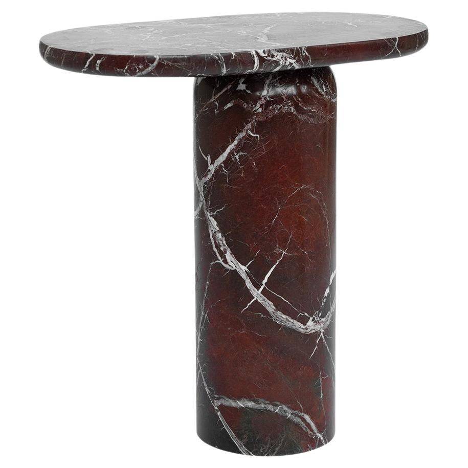 "Bold" side table in Rosso Levanto marble
