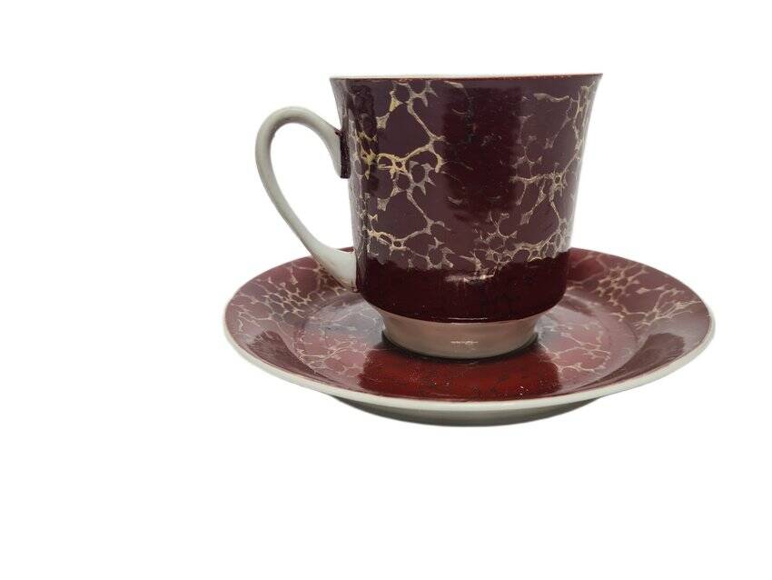 Vintage Polish cup and saucer from Wałbrzych Pottery, 1970s, set of 2
