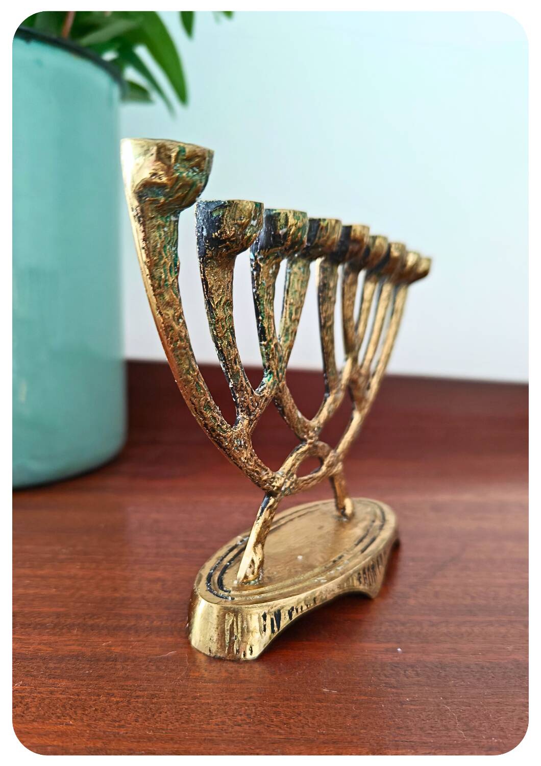 Vintage brass wainberg m8534 israel menora 9 candle holder
