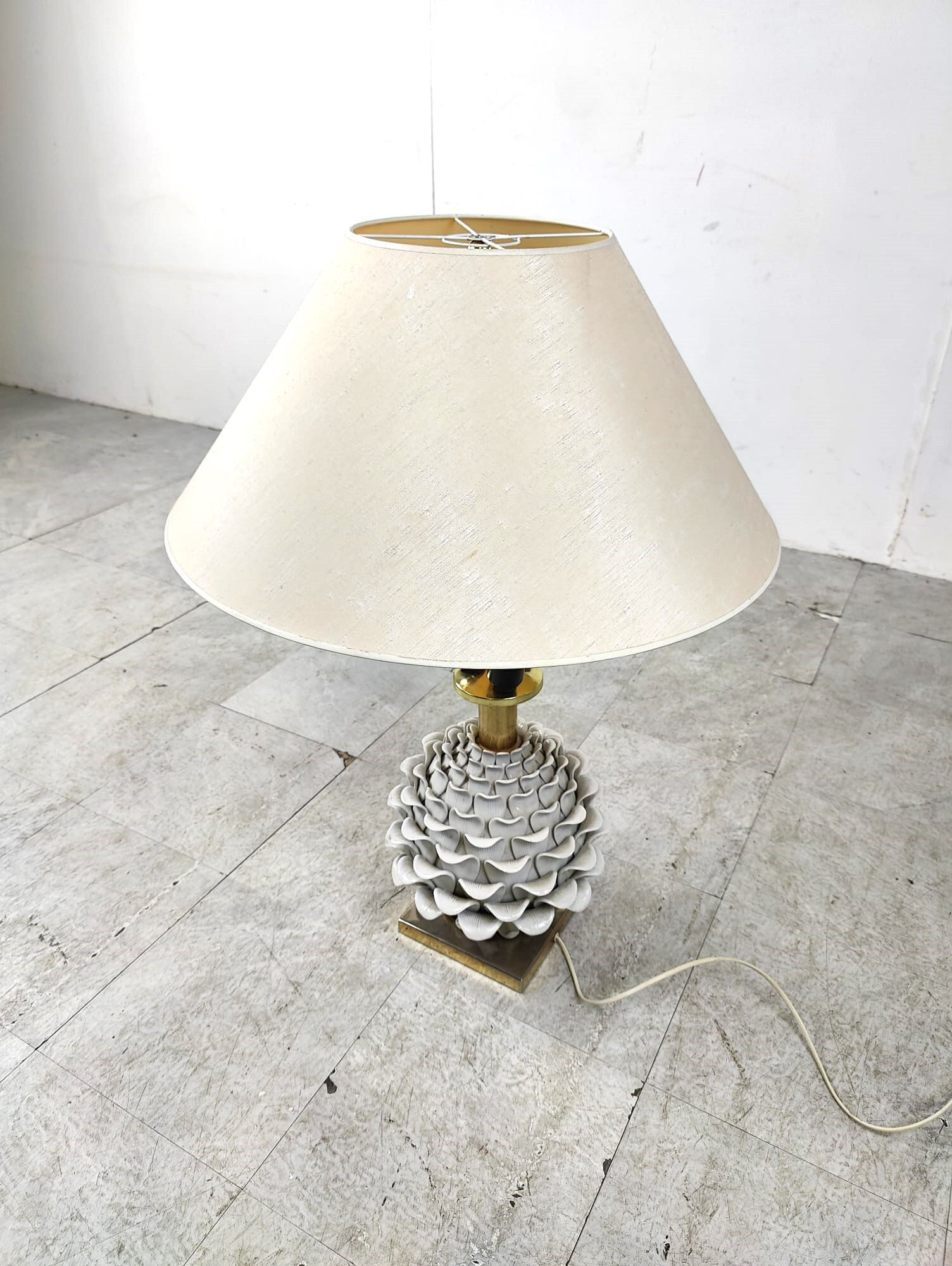 Vintage Italian ceramic artichoke table lamp, 1960s