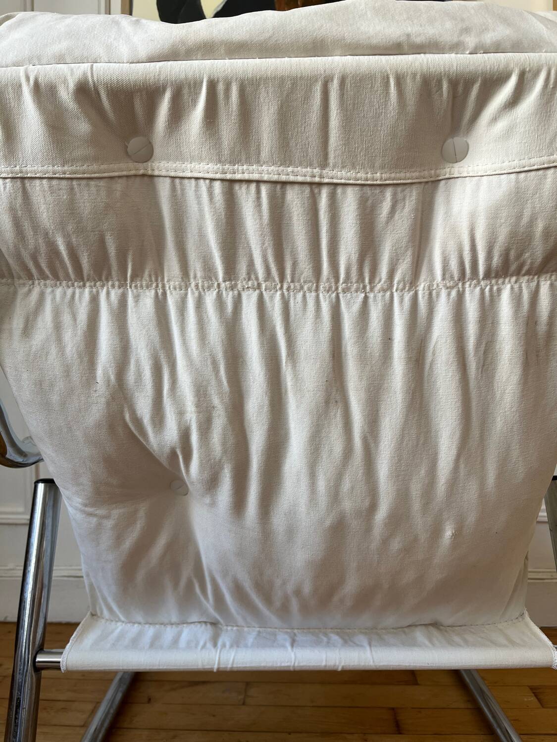 Fauteuil tubulaire en métal chromé, années 70