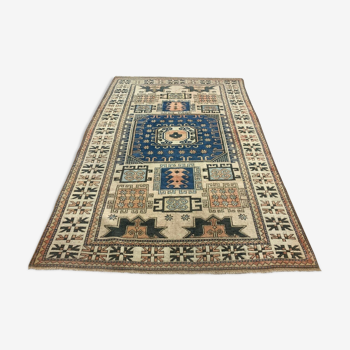 Old Turkish Kazak Rug Oriental 240x165 cm vintage carpet, Tribal Handwoven