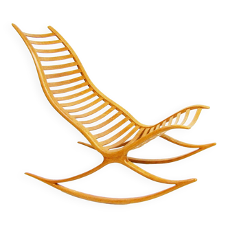 Sculptural 1960s Wishbone Rocking Chair In Oak By Robin Williams