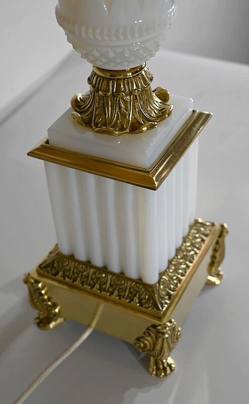 Lamp in Opline and Bronze, Louis XVI style – 1950