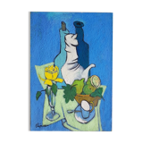 Nature morte à la cafetière bleue