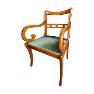 Desk armchair with mahogany and green velvet