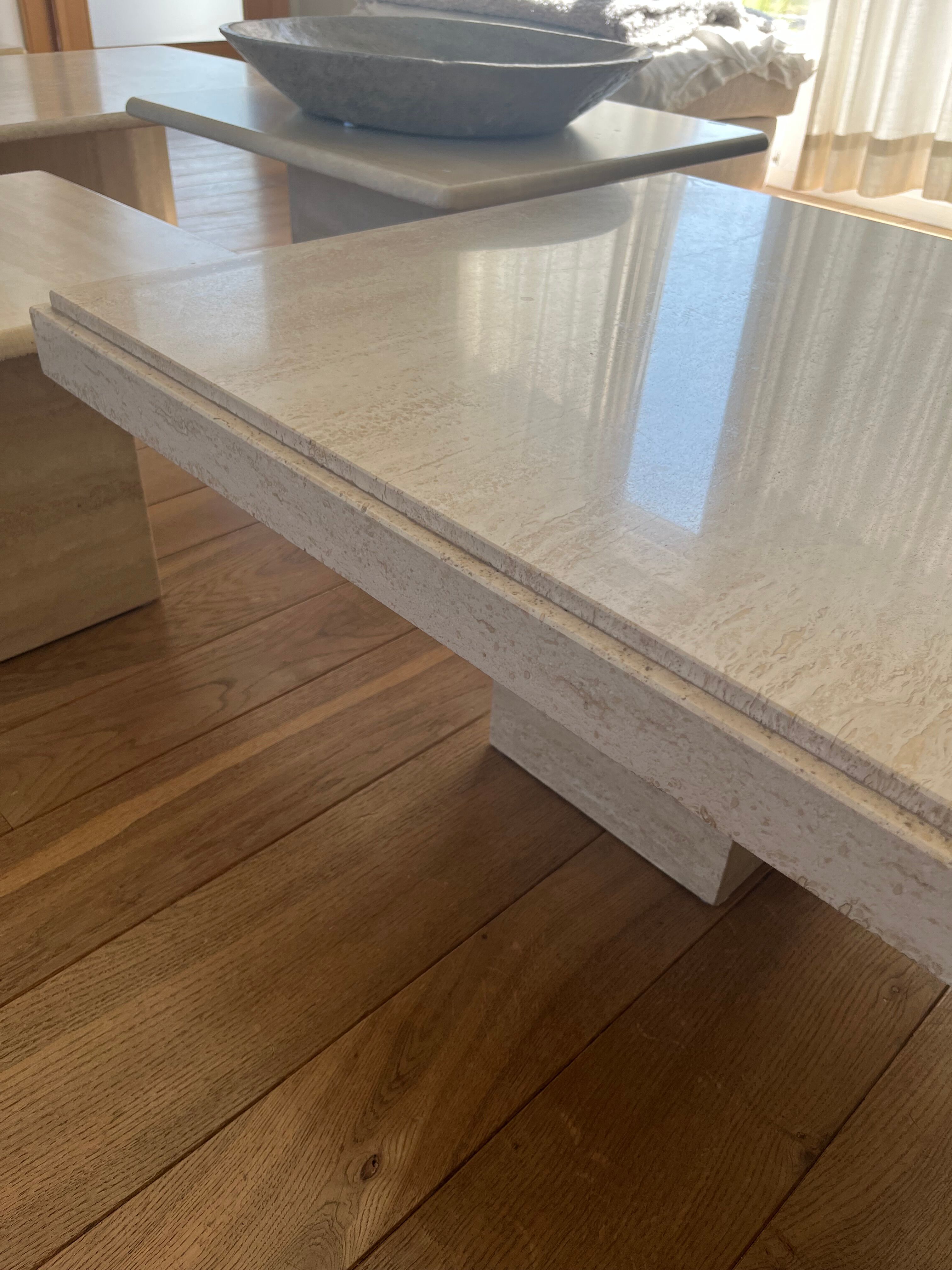 Travertine coffee table