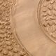 Art Deco hexagonal plate in pressed rose-orange glass, 27cm