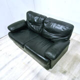 Leather two seater sofa by Tito Agnoli for Poltroon Frau, Italy 1980s