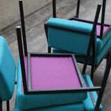 4 designer chairs, vintage 1962 (reupholstered) in the style of Pierre Guariche.