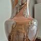Vintage footed vase in white opaline, marbled/marble effect decoration from the 60s.