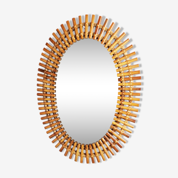Miroir en bambou italien du milieu du siècle, années 1960