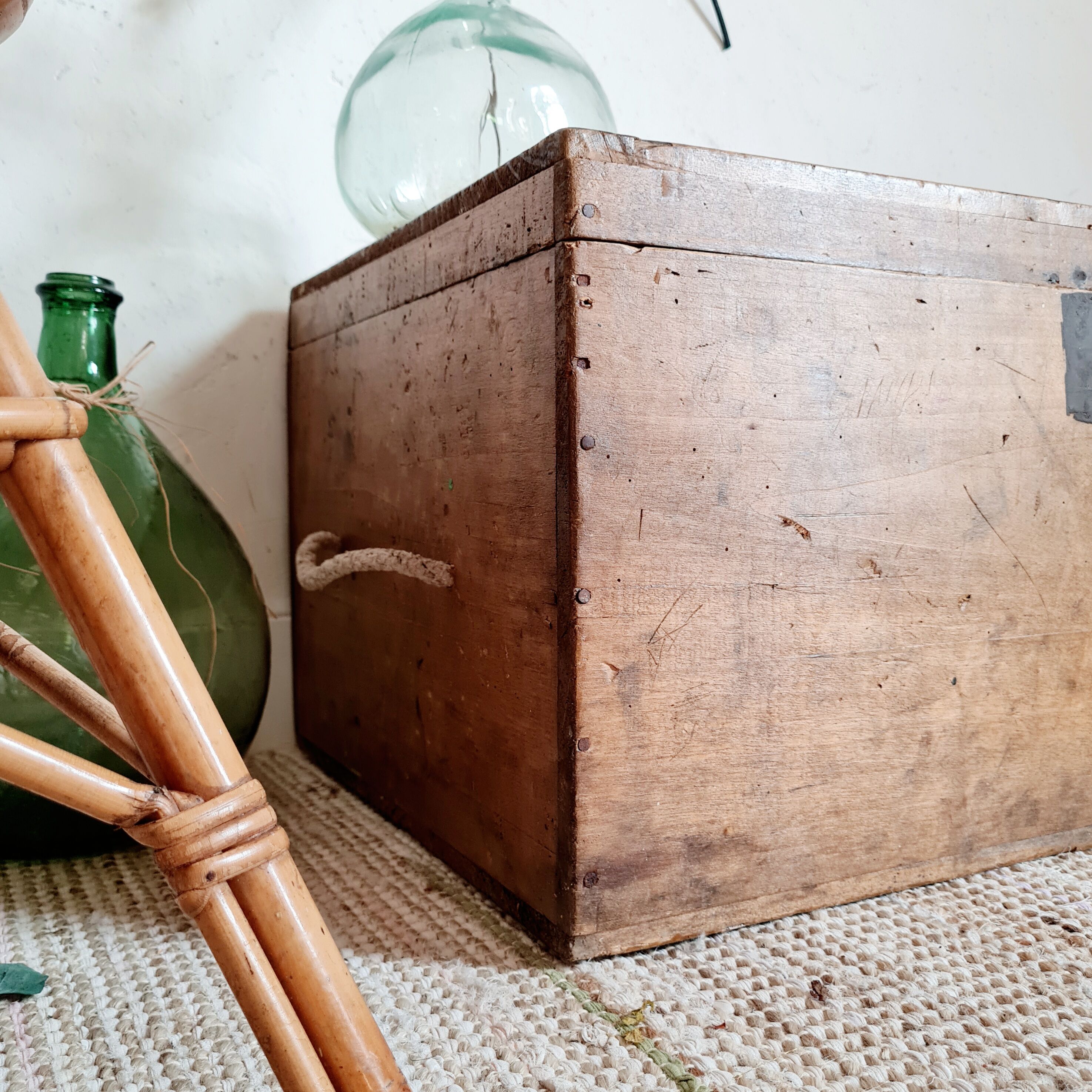 Compartmentalized old wooden chest