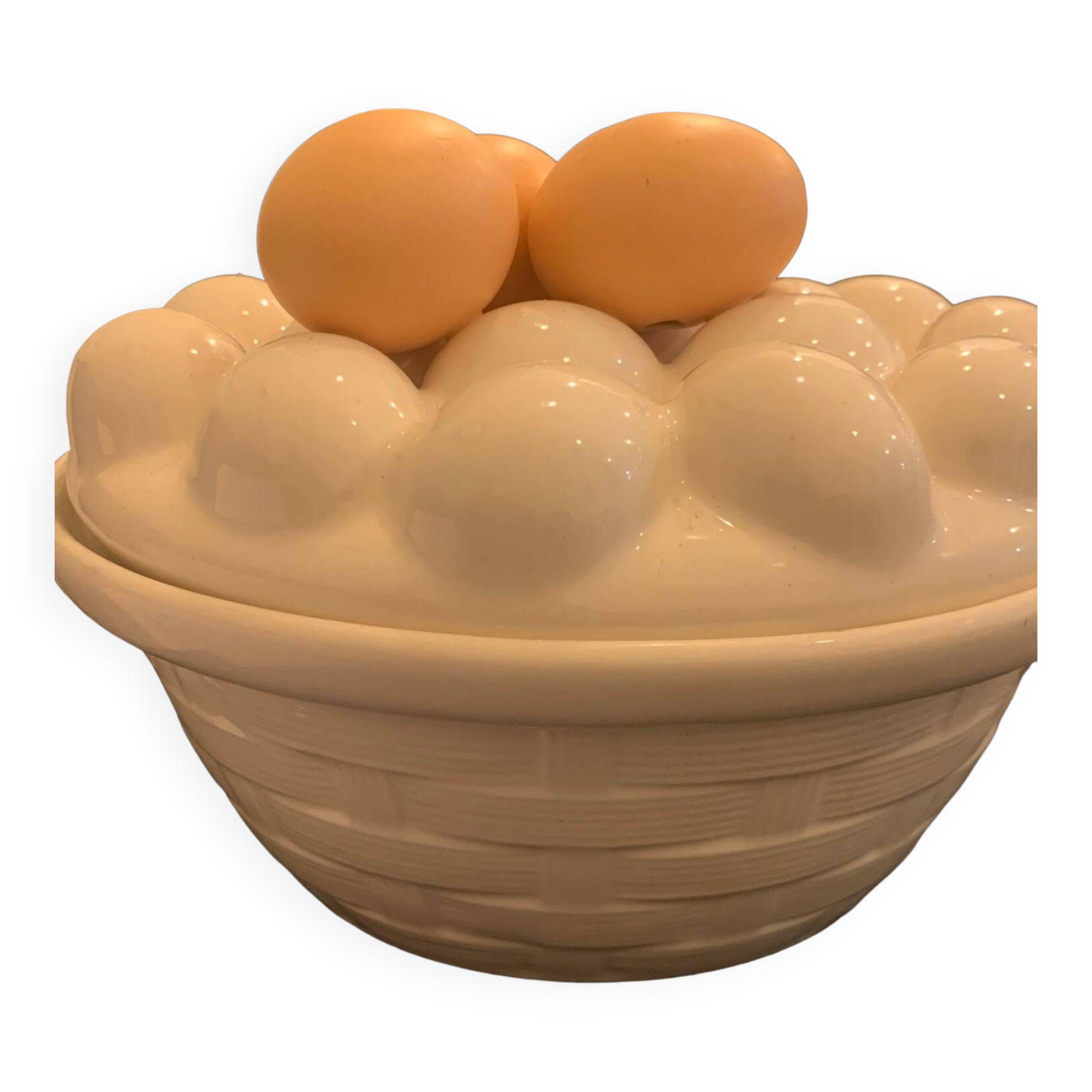 Trompe i'oeil ceramic slip egg box