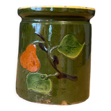 Old jam jar with pear pattern - Savoyard pottery