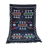 Moroccan berber carpet handmade ethnic black 94x150 cm