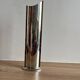 Chrome-plated pewter and brass soliflore vase representing a turbine blade