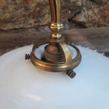 Wall lamp gooseneck bronze and serrated opaline.
