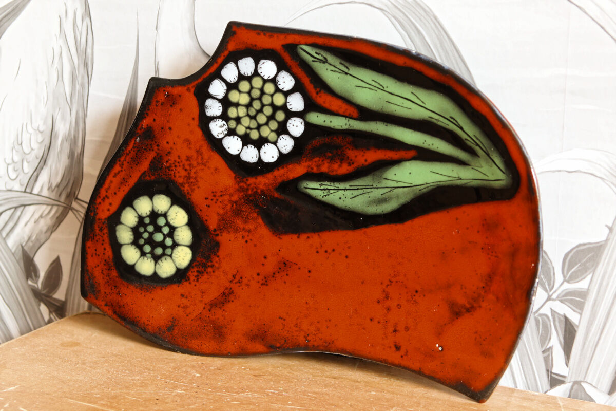 Faience dish from vallauris, free form