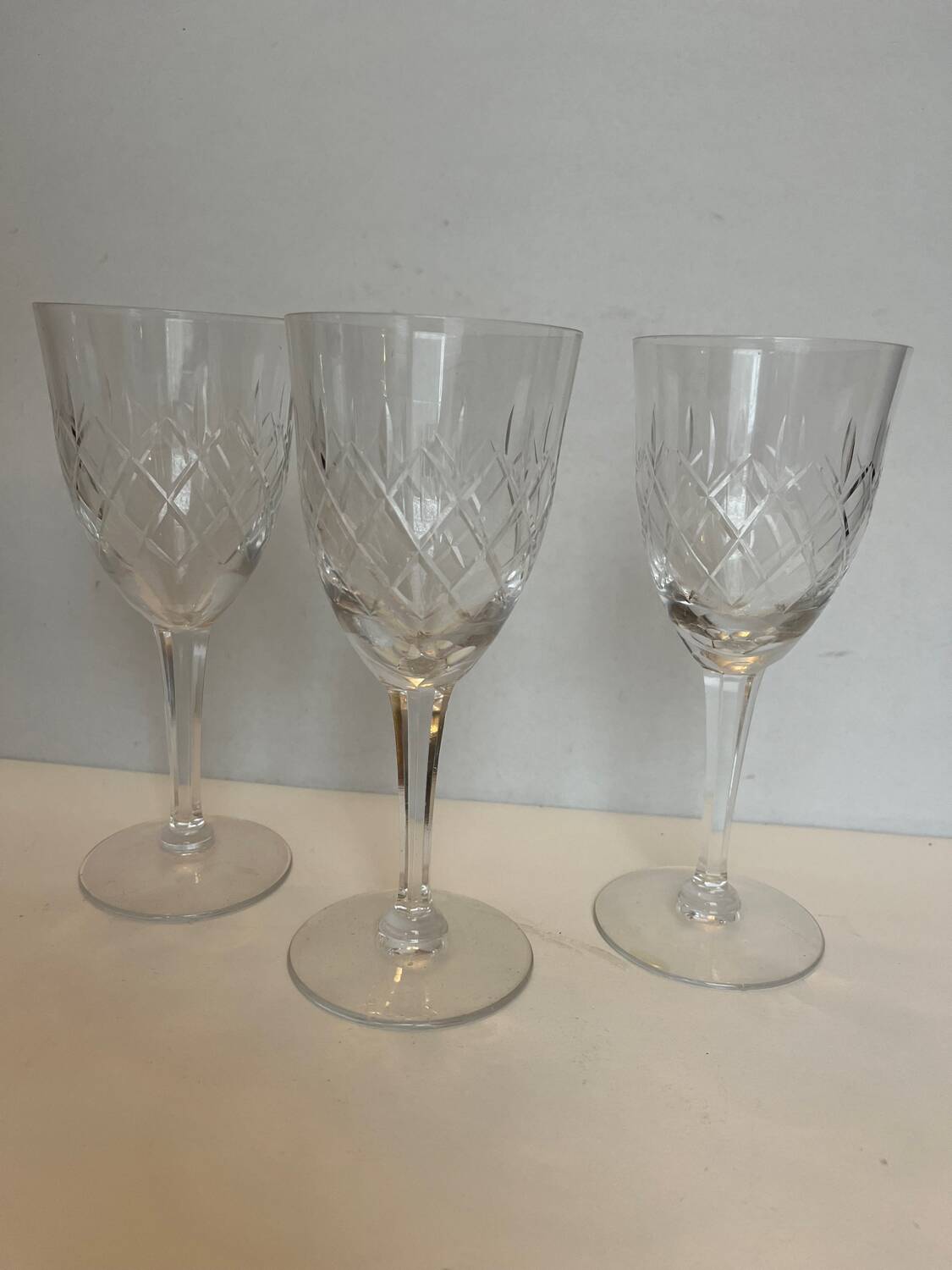 3 cut crystal stemware