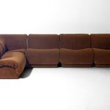 Modular sofa in rust brown velvet by Doimo, 1970s