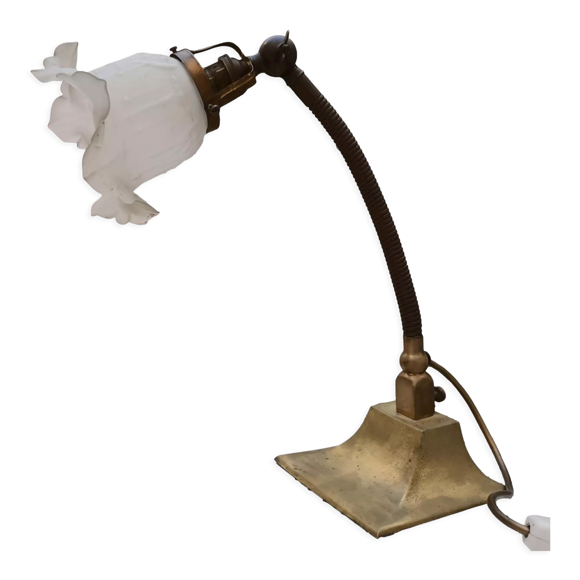 Art deco 1930s general electric brass goose neck table lamp