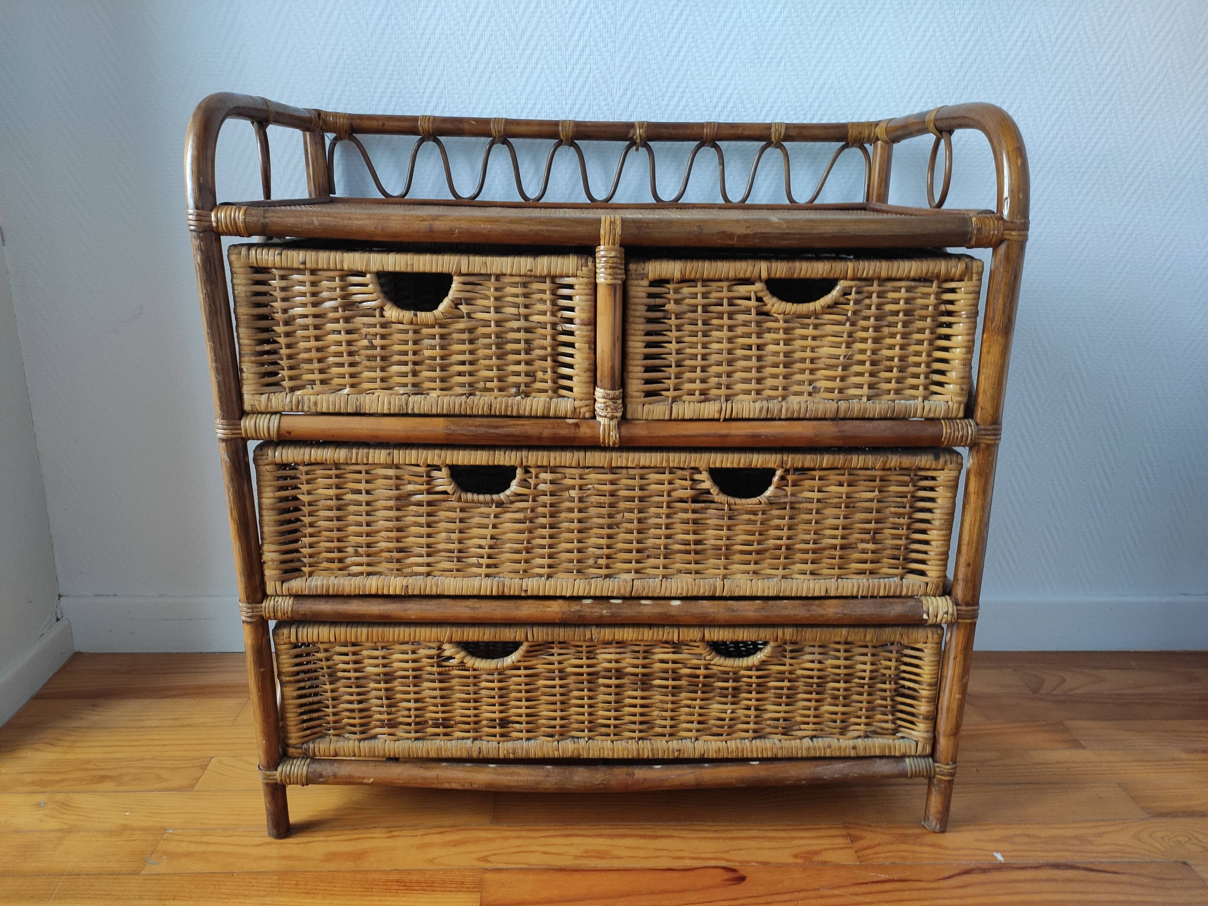 Rattan chest of drawers