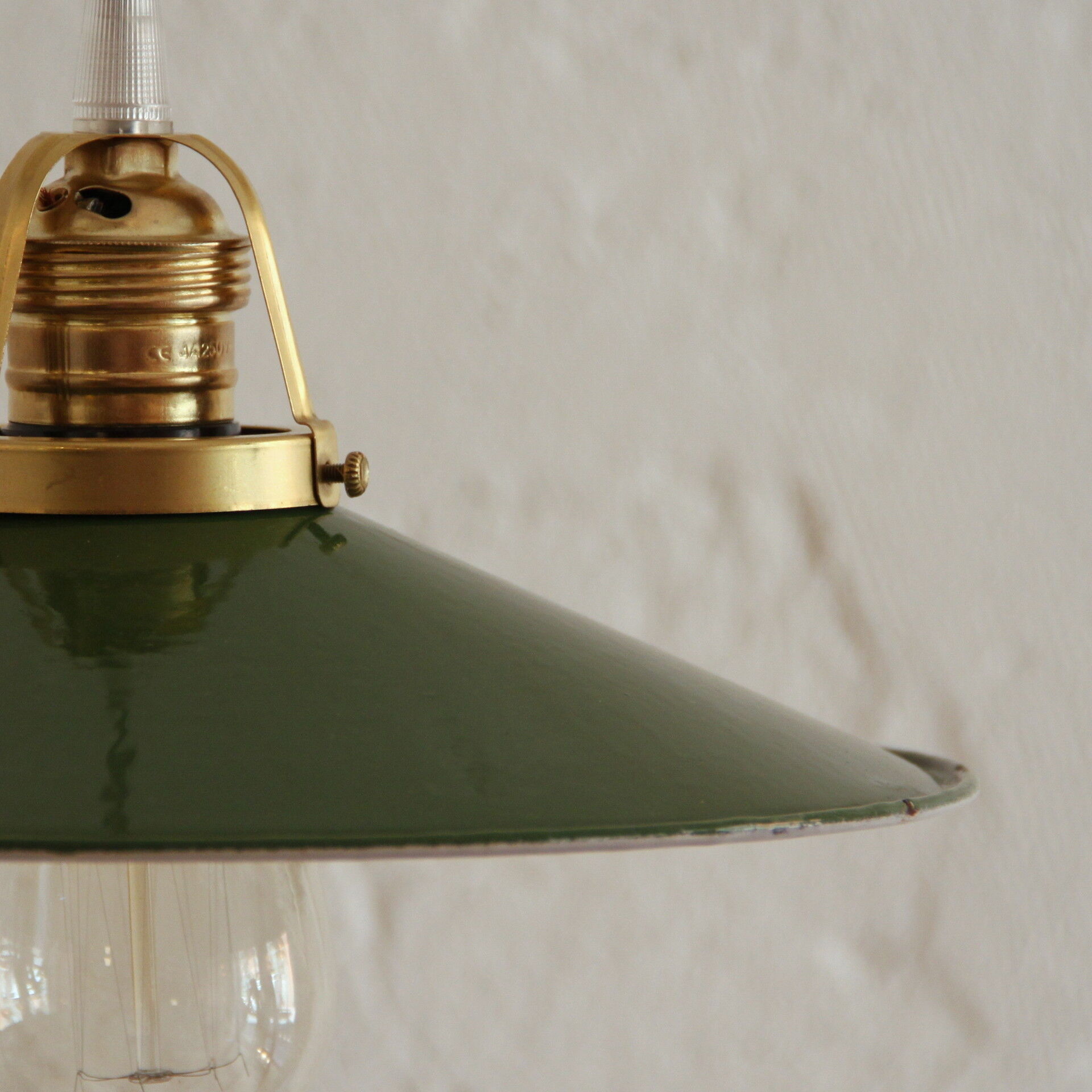 Old suspension enamelled plate green
