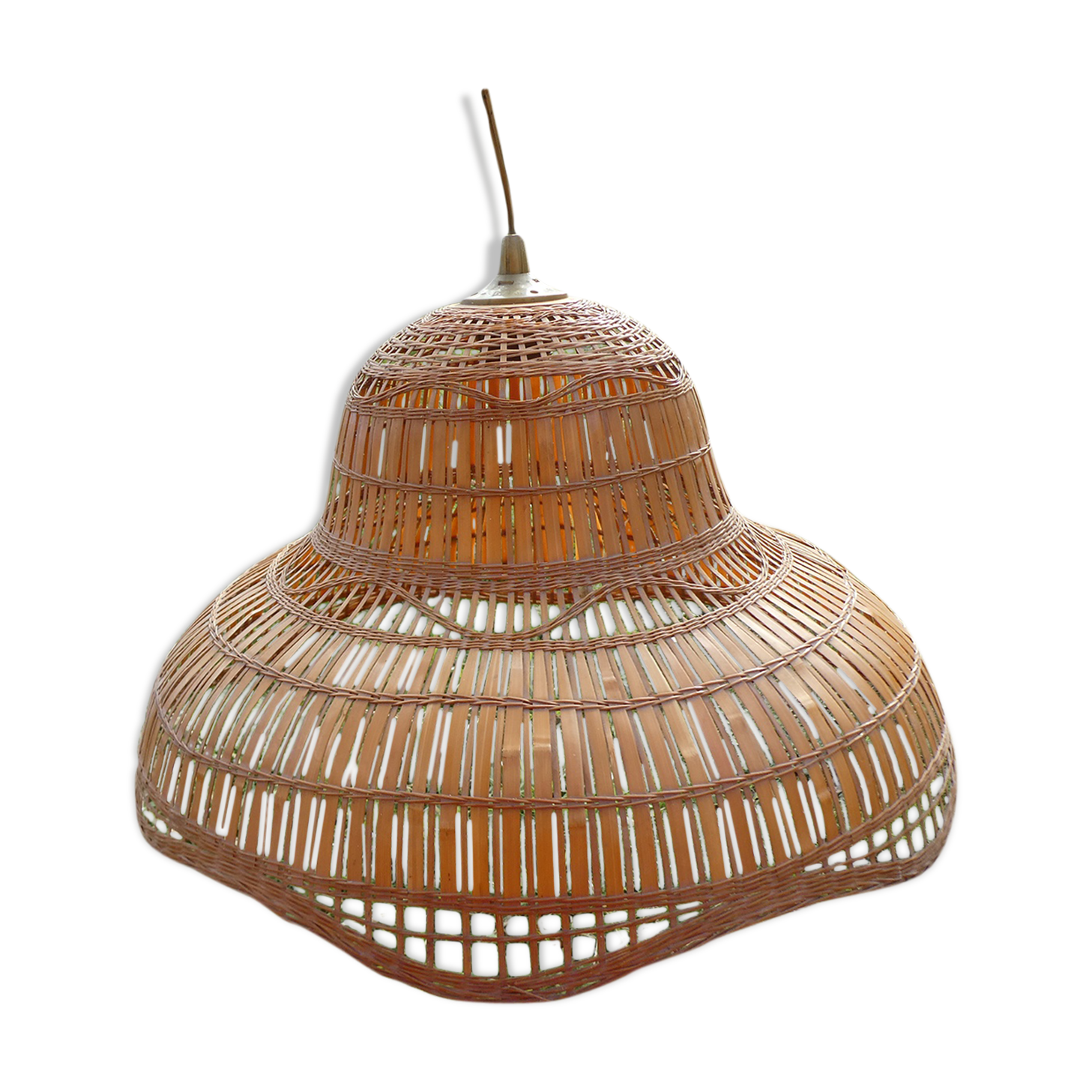 Vintage suspension "colonial" style in rattan and wicker